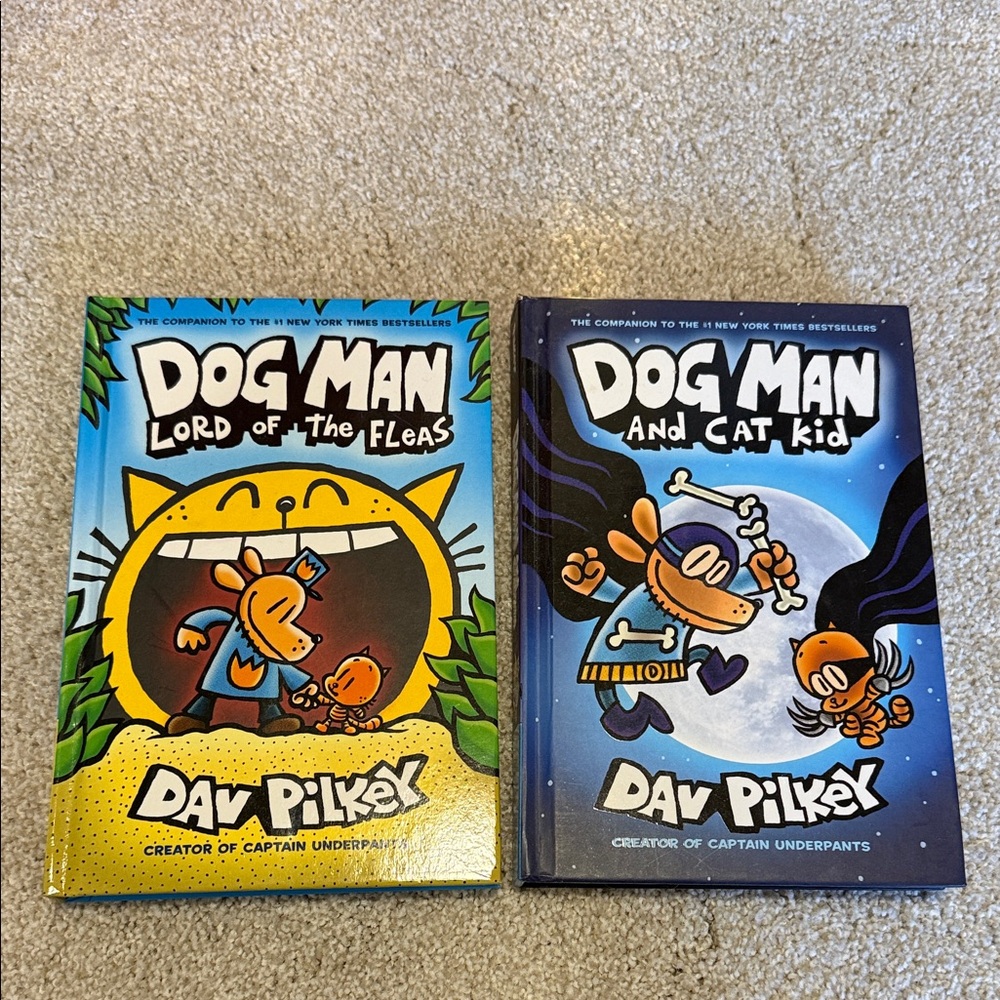 Dog Man Book Set by - Yellow and Blue Covers